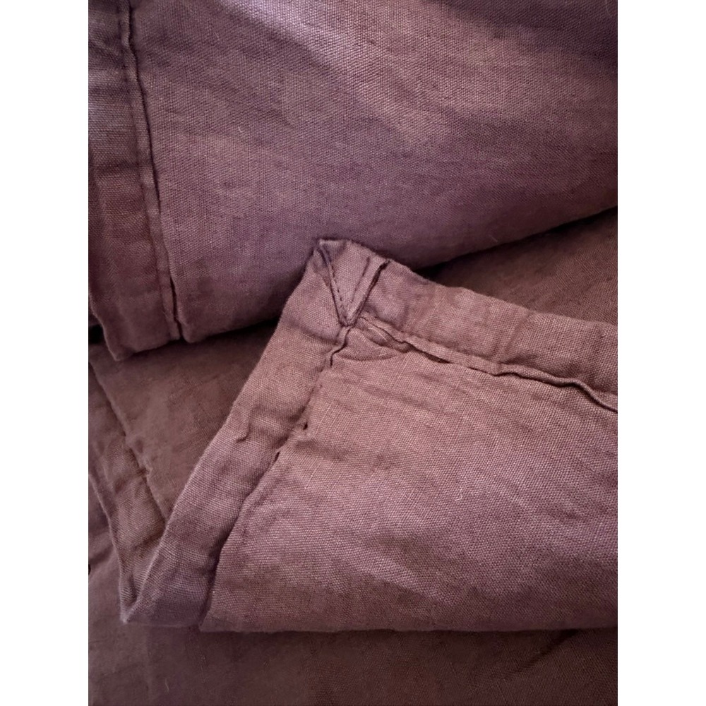 Parachute Linen Box Quilt Full Queen Raisin Purple European Flax Bedding - Picture 3 of 7